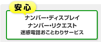 安心…ナンバー・ディスプレイ／ナンバー・リクエスト／迷惑電話おことわりサービス