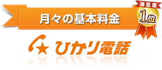 月々の基本料金 満足度1位 ひかり電話