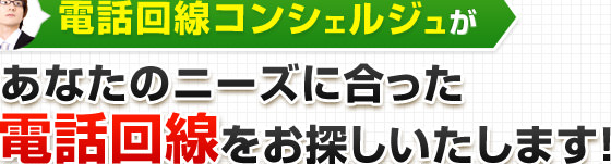 電話回線コンシェルジュがあなたのニーズに合った電話回線をお探しいたします！